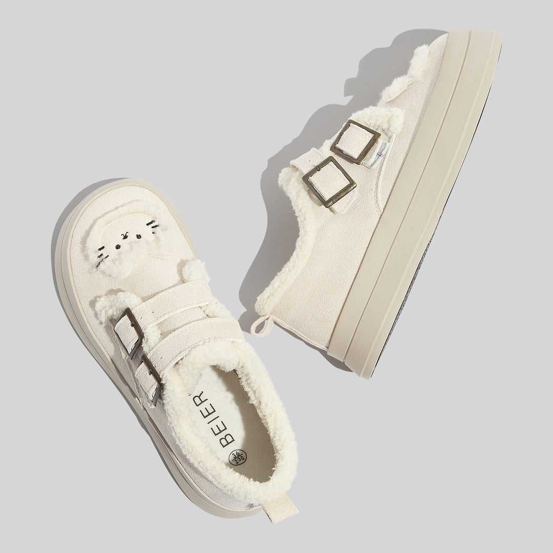 Damen Komfortable Sneaker mit weichem Innenfutter und dekorativen Riemen EB
