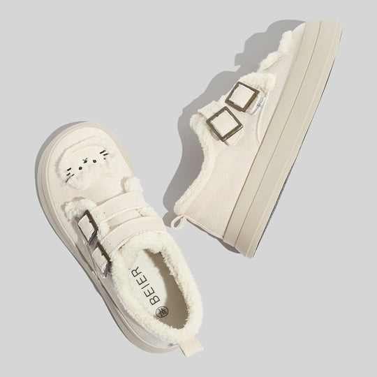 Damen Komfortable Sneaker mit weichem Innenfutter und dekorativen Riemen EB