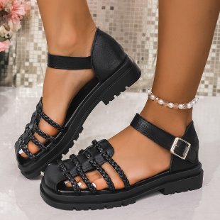 Damen Riemchen-Sandalen mit geflochtenem Design EB