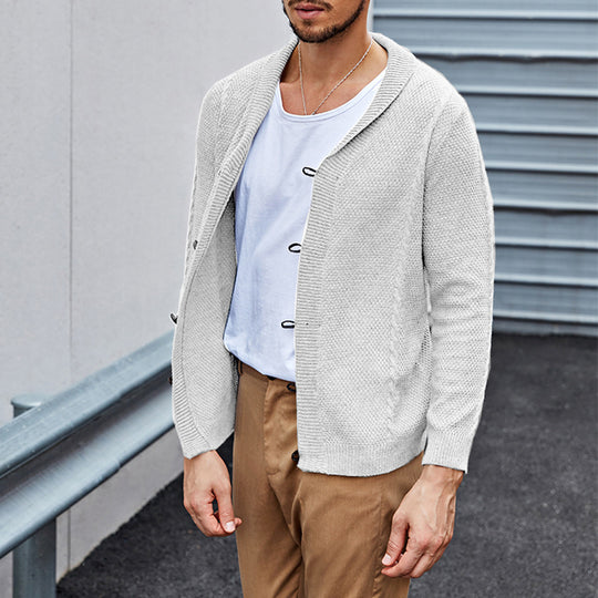 Herren lässiger Strickcardigan mit raffinierter Struktur und offenem Schnitt EB