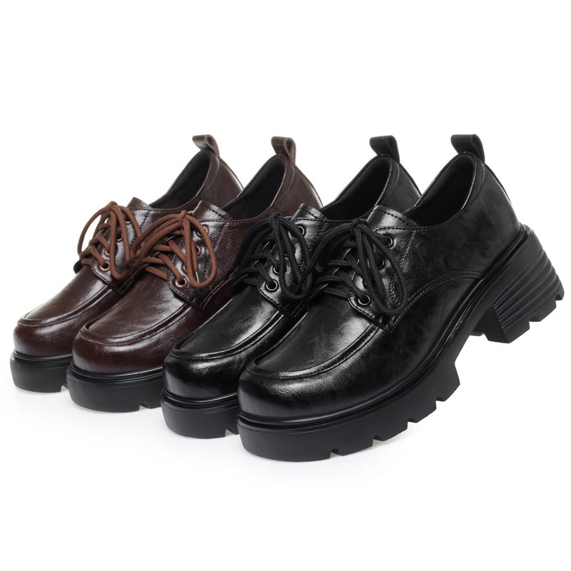 Damen Modische Schnürschuhe mit robustem Profil und elegantem Glanz EB