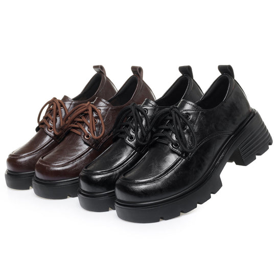Damen Modische Schnürschuhe mit robustem Profil und elegantem Glanz EB