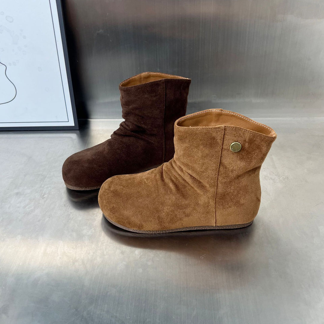 Damen kuschelige Wildleder-Stiefel mit flexiblem Knöchelbereich und rutschfester Sohle EB