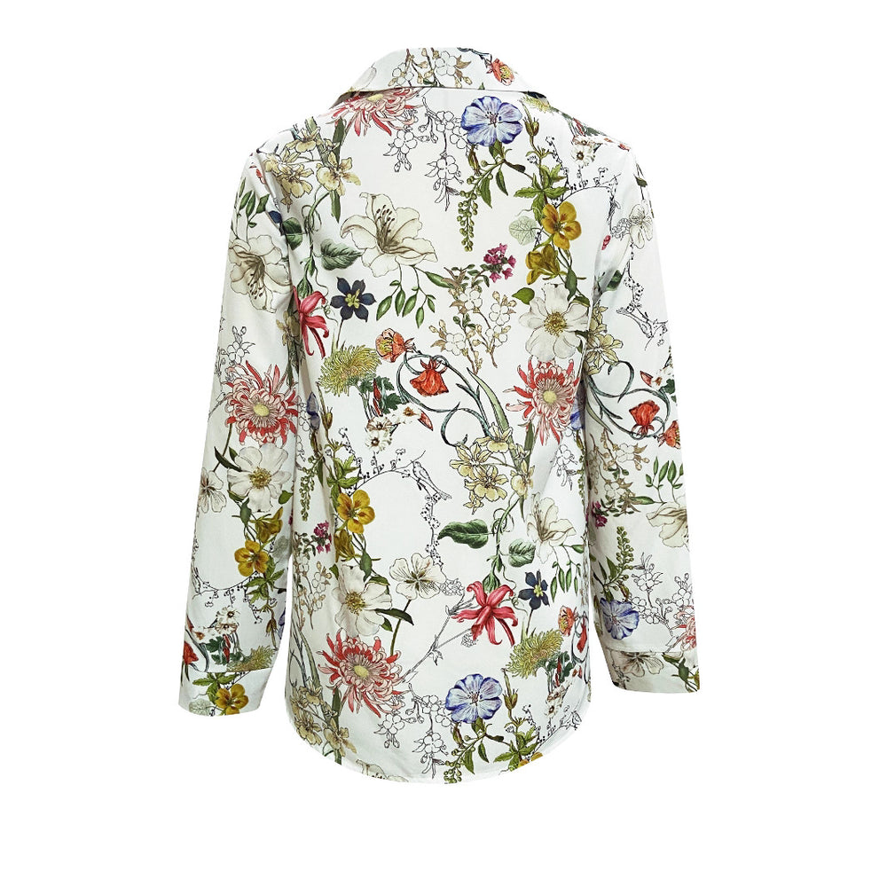Damen elegante Bluse mit floralem Design und bequemen Schnitt EB