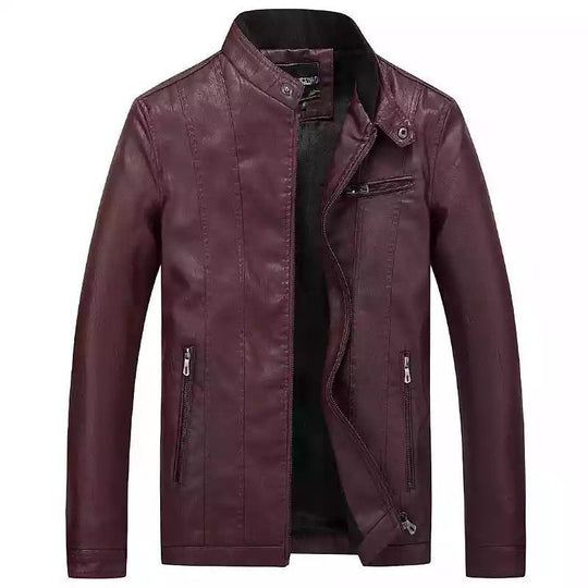 Herren trendige Kunstlederjacke mit feinen Steppdetails EB