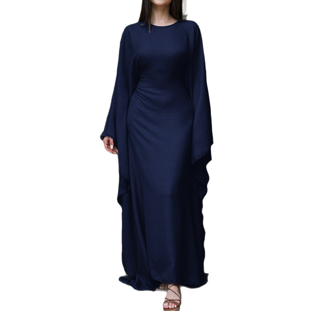 Damen nan fließendes Maxikleid mit weiten drapierten Ärmeln aus Viskosemix EB