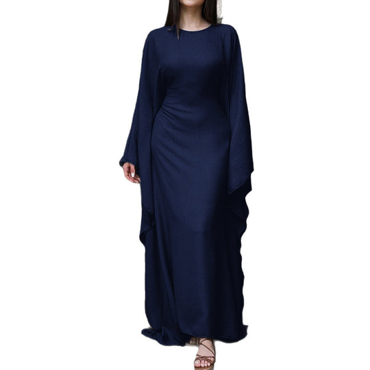 Damen nan fließendes Maxikleid mit weiten drapierten Ärmeln aus Viskosemix EB