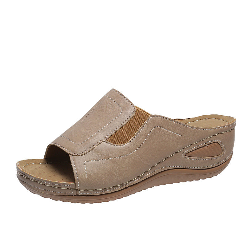 Damen lässige Leder-Sandalen mit verstellbarem Riemen und anatomischem Fußbett EB