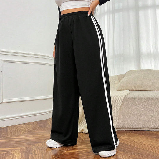 Damen sportliche weite Freizeithose mit seitlichen Kontraststreifen EB