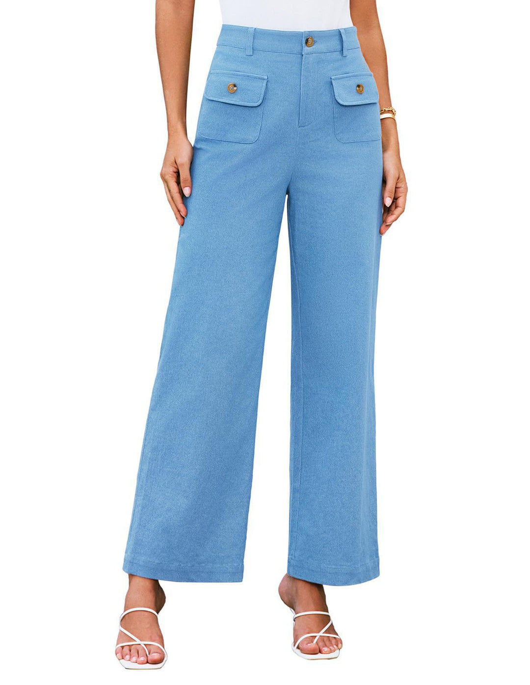 Damen weite Stoffhose mit praktischen Taschen EB