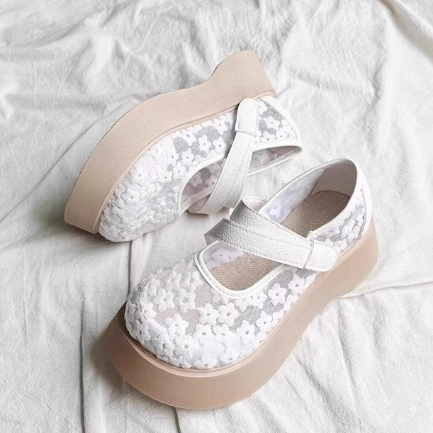 Damen modische Ballerinas mit floralem Design und dämpfender Sohle EB