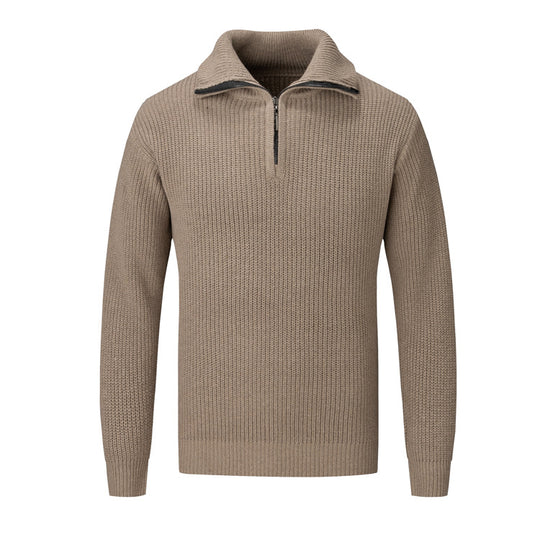 Herren Freizeitpullover mit halbem Reißverschluss und strukturiertem Strickmuster EB