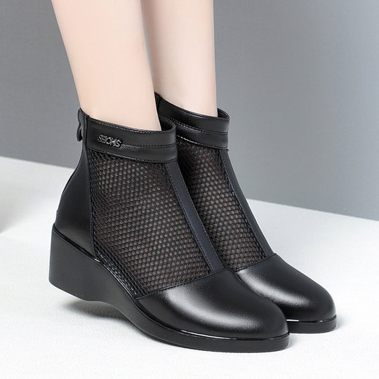 Damen Wedge-Stiefeletten mit atmungsaktivem Netzdesign und elegantem Riemen EB
