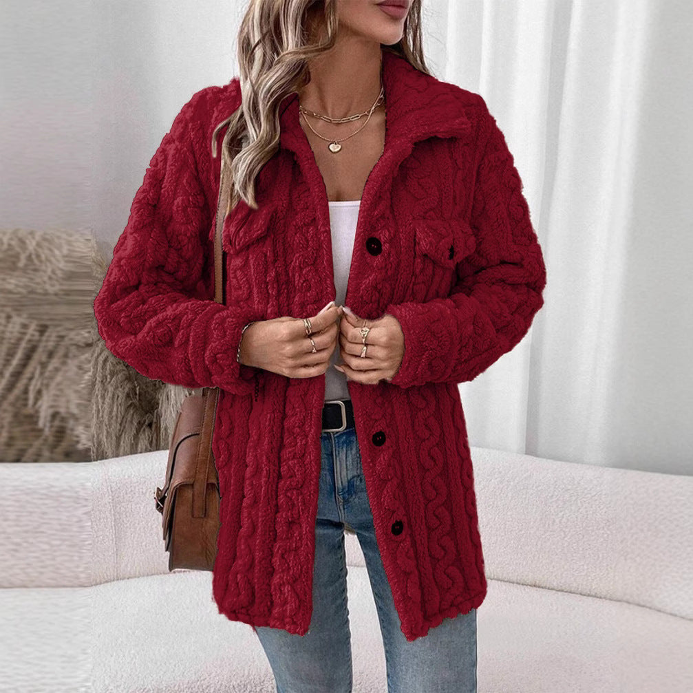 Damen Strickjacke mit Struktur und aufgesetzten Taschen EB