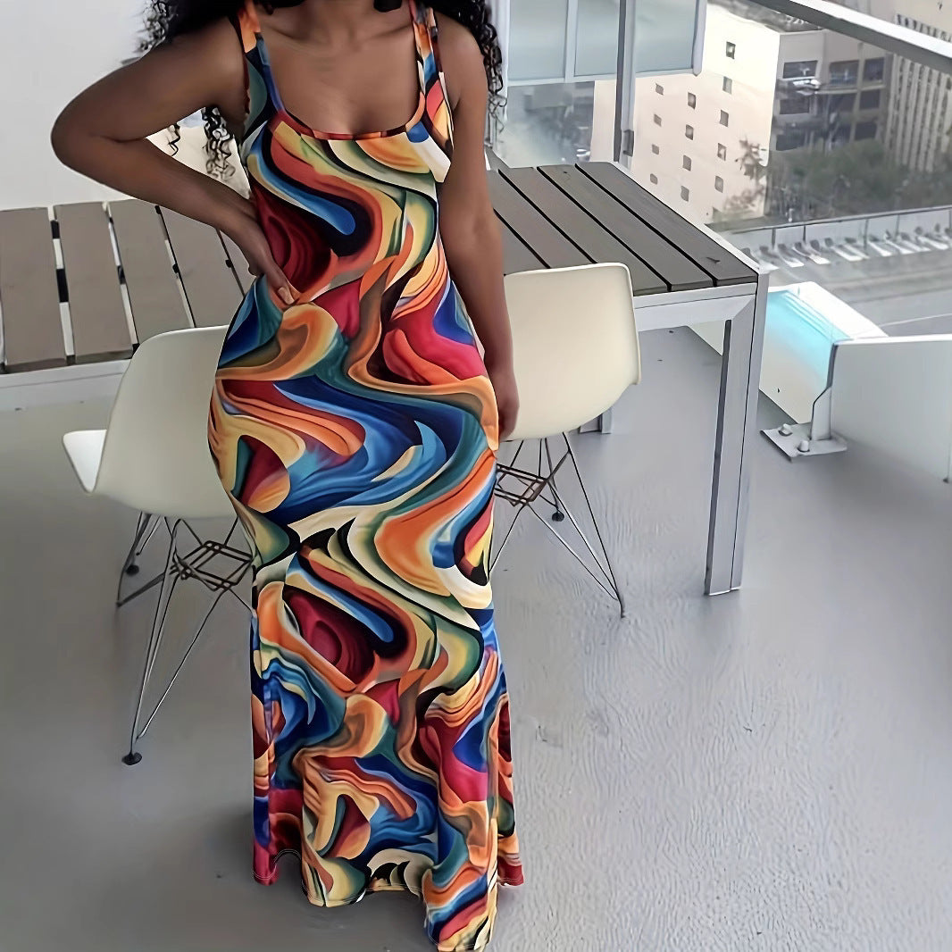 Damen Maxikleid mit exklusivem Farbverlauf und figurumspielendem Schnitt EB