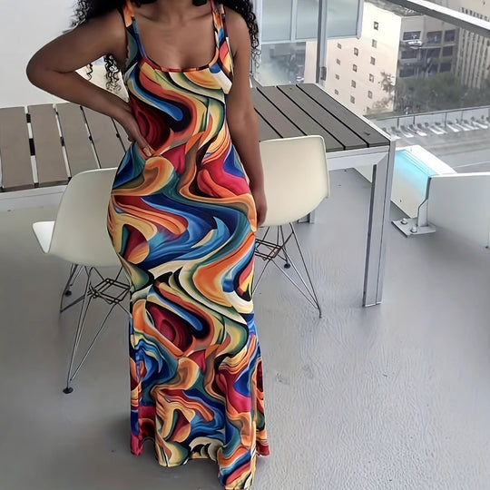 Damen Maxikleid mit exklusivem Farbverlauf und figurumspielendem Schnitt EB