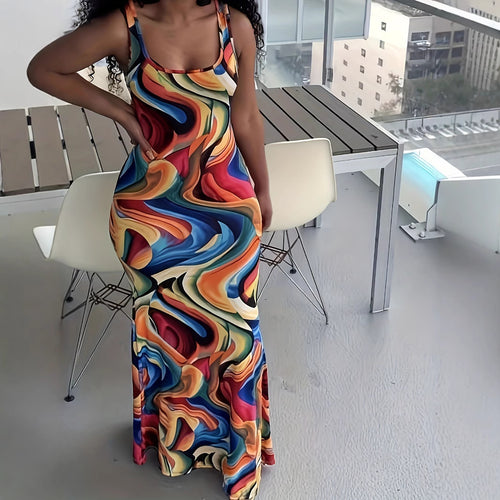 Damen Maxikleid mit exklusivem Farbverlauf und figurumspielendem Schnitt EB
