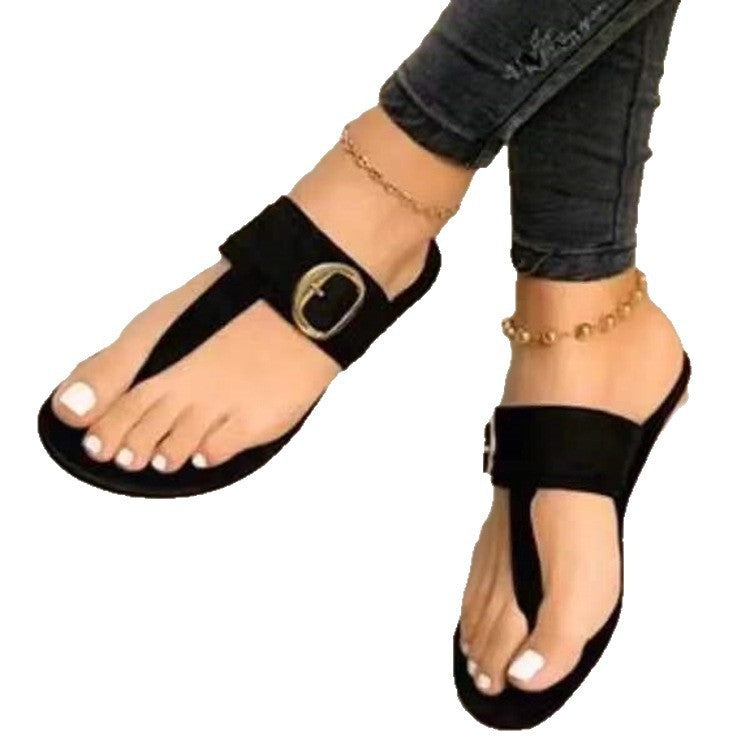 Damen Stilvolle Zehentrenner-Sandalen mit modischem Schnallen-Detail EB