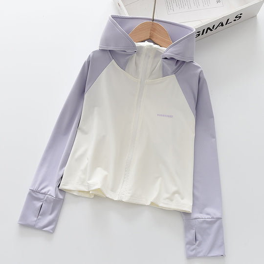 Mädchens nan leichte sonnenschutz Zip-Up Hoodie Schwimm Rash Guard mit Daumenlöchern EB