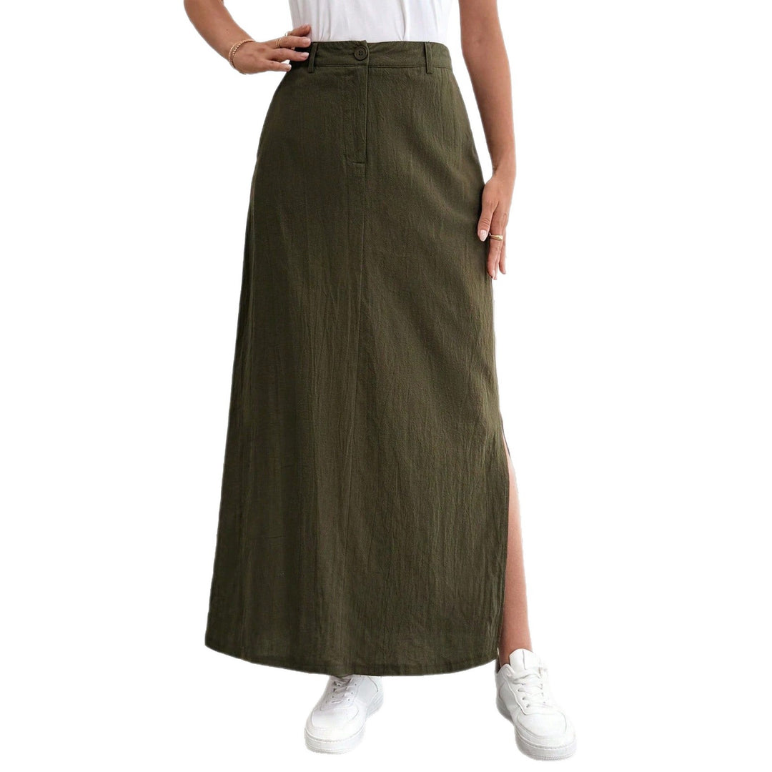 Damen Maxirock im lässigen Stil mit seitlichem Schlitz und hohem Taillenbund EB
