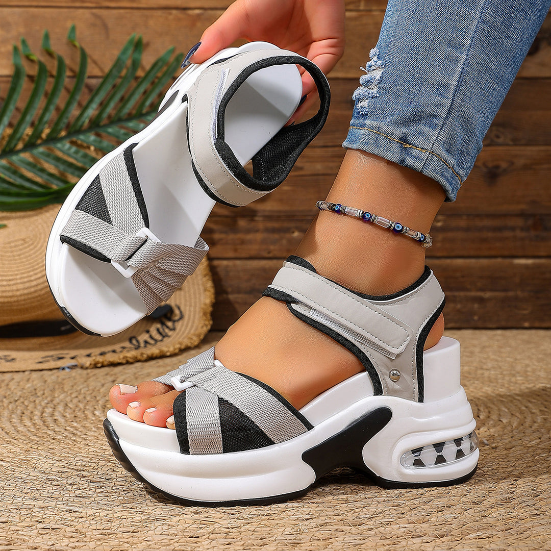 Damen Sportliche Sandalen mit dämpfendem Absatz und verstellbarem Riemendesign EB