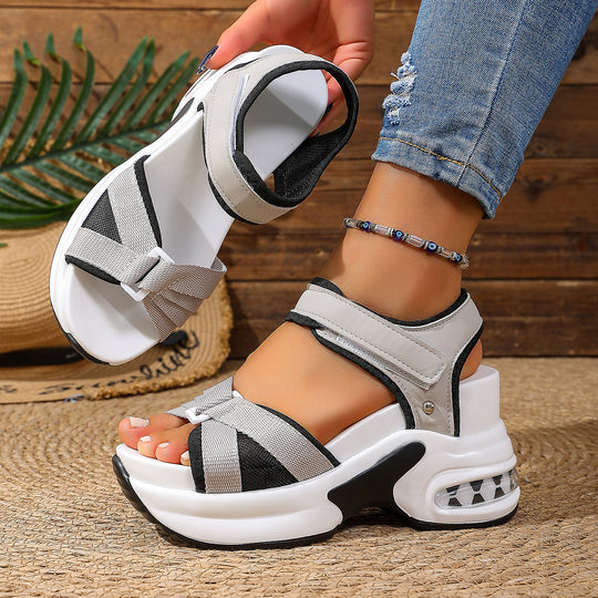 Damen Sportliche Sandalen mit dämpfendem Absatz und verstellbarem Riemendesign EB