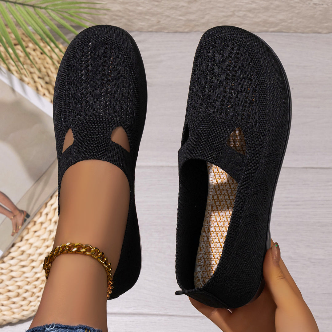 Damen bequeme Slip-On Schuhe mit luftiger Strickoberfläche EB