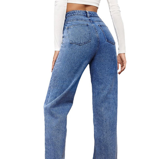 Damen Hoch geschnittene weite Jeans im Vintage-Stil EB