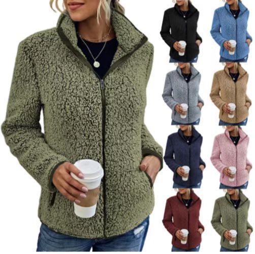 Damen Fleecejacke mit hohem Kragen und seitlichen Reißverschlusstaschen EB