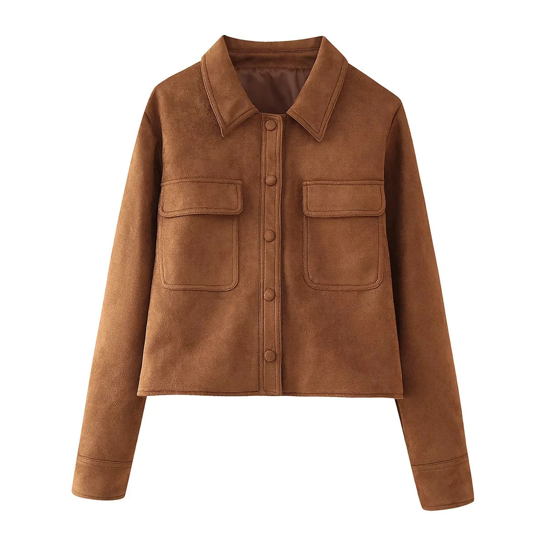 Damen modische Jacke im Vintage-Stil mit praktischen Taschen EB