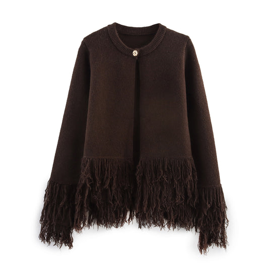 Damen eleganter Cardigan mit fransigen Details EB