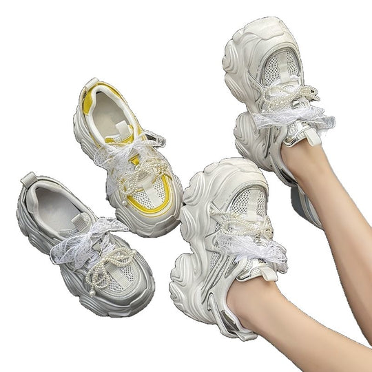 Damen Sportliche Chunky Sneakers mit reflektierenden Elementen EB