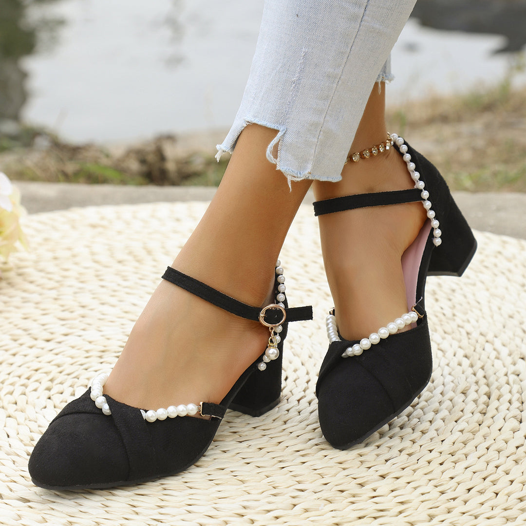Damen elegante Slingback-Pumps mit Perl-Detail EB