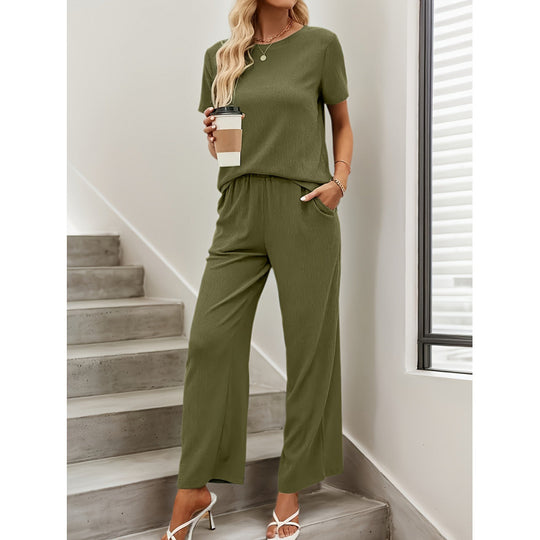 Damen Kurzarm-Overall mit Rüschendetails und Bindegürtel EB