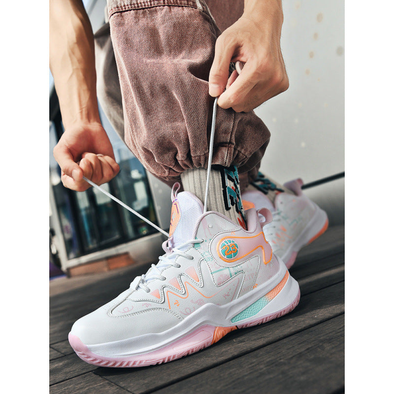 Damen Sportliche High-Top Basketball-Sneaker mit atmungsaktiver Mesh-Oberfläche und dämpfendem Fußbett EB
