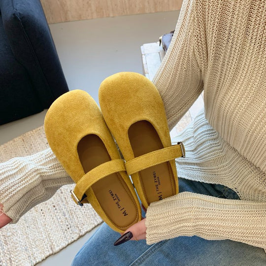 Damen weiche Mokassins mit verstellbarem Riemen und bequemer Innensohle EB