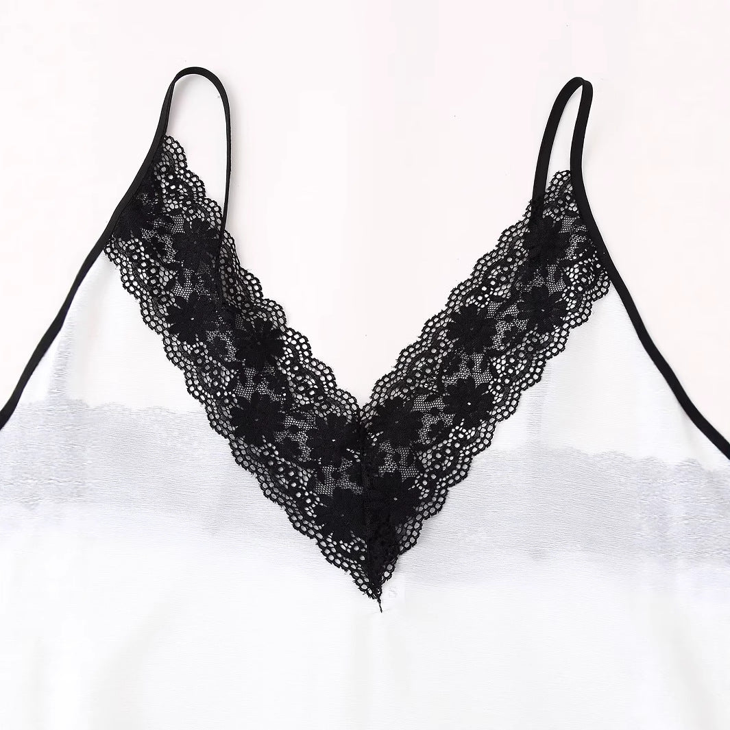 Damen Nachtkleid mit eleganter Spitzenverzierung und gradientem Farbverlauf EB