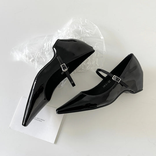 Damen elegante Slingback-Ballerinas mit modischem Riemen und spitzem Fußteil EB