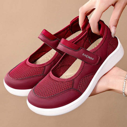Damen Atmungsaktive Fitness-Sneaker mit verstellbarem Klettverschluss EB