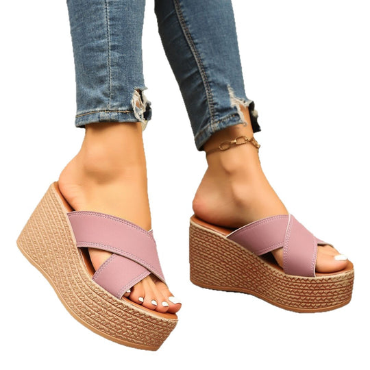 Damen Wedge-Pantoletten mit dekorativem geflochtenem Detail und rutschfester Sohle EB