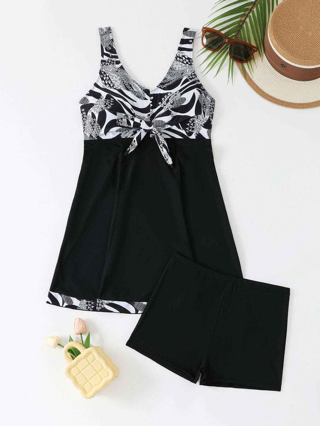 Damen Sportlicher Tankini mit floralen Akzenten EB