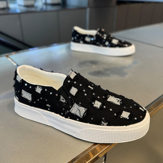 Damen Elegante Slip-On Sneakers mit glitzernden Details EB