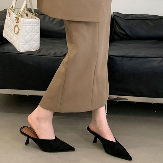 Damen elegante Slingback Mules mit spitzem Design EB