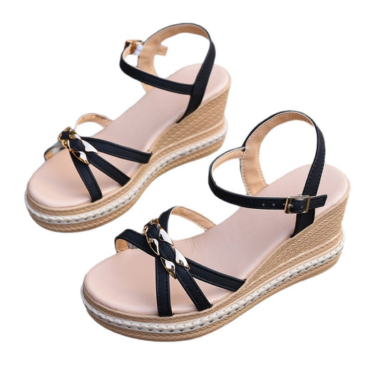 Damen Wedge-Sandaletten mit verstellbarem Riemendesign und komfortablem Fußbett EB