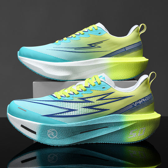 Unisex gedämpfte Race-Plateau-Laufschuhe mit Rocker-Zwischensohle und atmungsaktivem Micro-Mesh EB