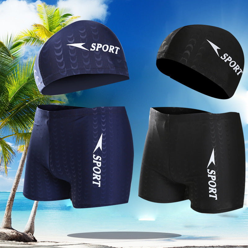 Herren Sportliche Schwimmshorts mit passender Badekappe EB