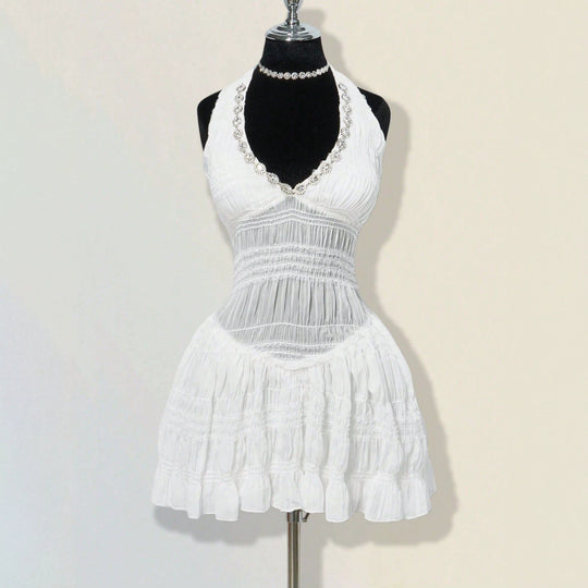 Damen Sommerliches Kleid im romantischen Vintage-Stil mit raffinierten Falten EB