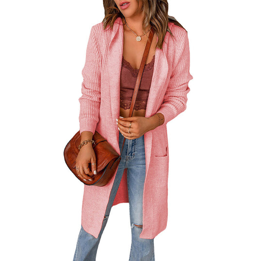 Damen Strickmantel mit offenen Vorderteilen und Taschen EB