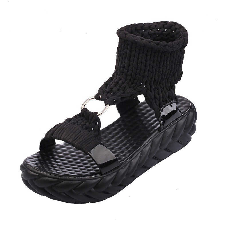Damen Wedge-Sandalen mit innovativem Riemendesign und komfortabler Sohle EB