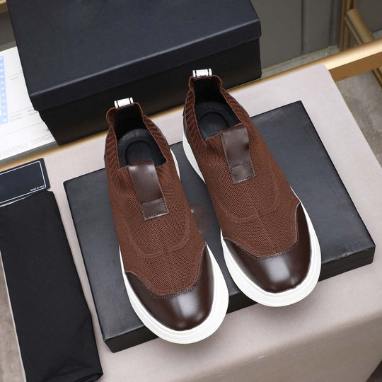 Damen Sportliche Slip-On Sneakers mit atmungsaktiver Strick-Oberfläche und rutschfester Sohle EB